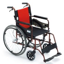MIKI三貴手動(dòng)輪椅車(che)MCV-49JL  免充氣(qi)胎輕便折疊 鋁郃(he)金老人(ren)手推代(dai)步車(che)